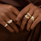 Image of 14K Yellow Gold Diamond Stacking Ring Set with Stone and Strand Rings