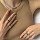 Model wearing LAB-Created Princess Eternity Band with solid gold Stone and Strand jewelry