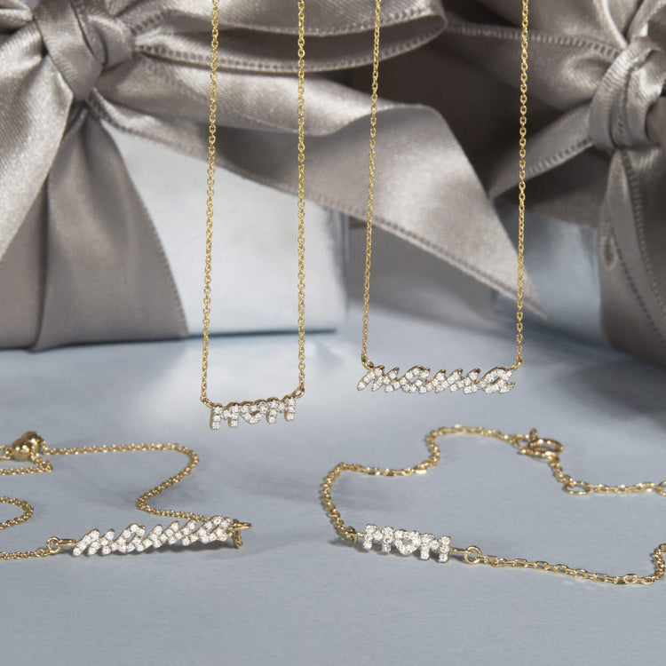 Still life image of Heart, Mom Diamond Bracelet with Stone and Strand solid gold jewelry