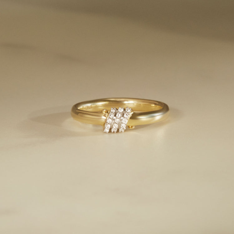 Still life image of Twinkling Twine Pav√© Ring with Stone and Strand solid gold jewelry