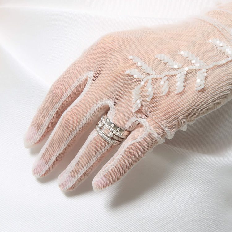 Image of 14K Yellow Gold Diamond Channel Ring with Stone and Strand Rings