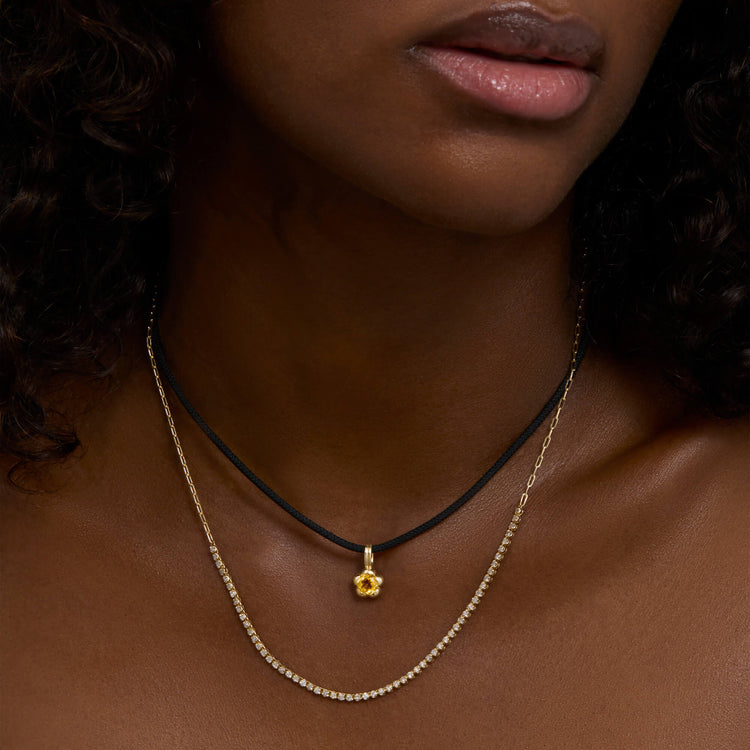Image of 14K Yellow Gold Sunburst Citrine Choker with Stone and Strand Necklaces