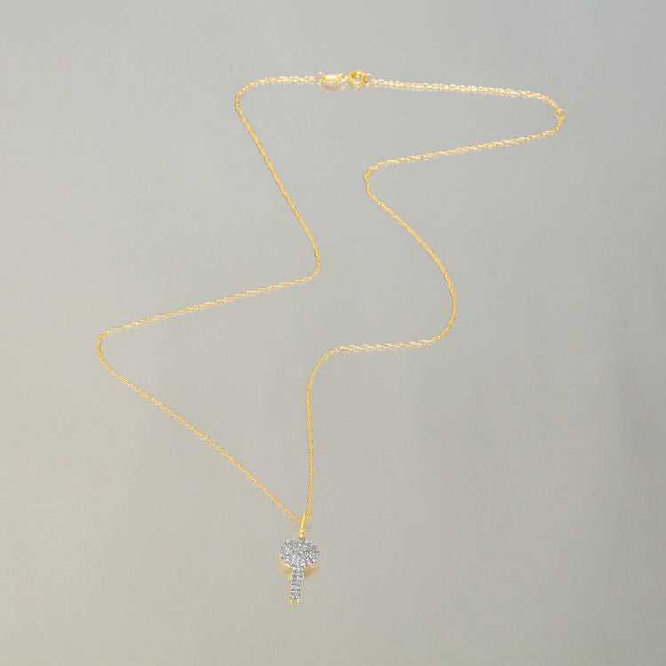Stone and Strand 14K Yellow Gold Sweet Home Pave Key Necklace Editorial Image