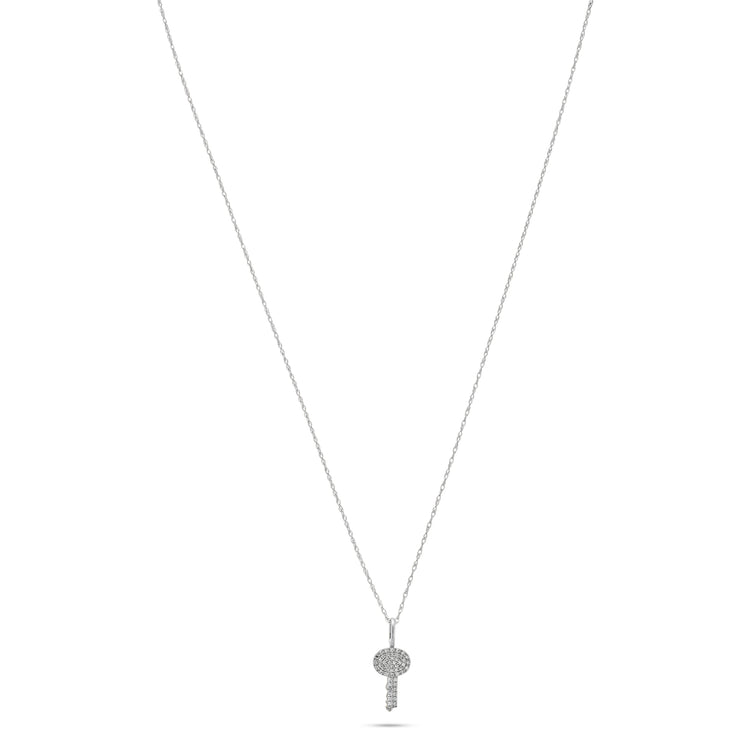 Stone and Strand 14K White Gold Sweet Home Pave Key Necklace Image