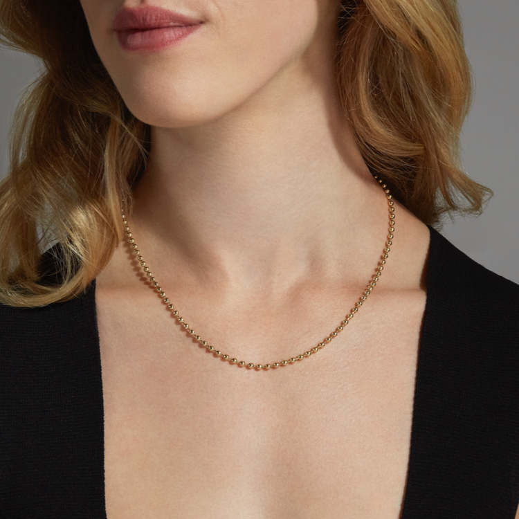 Stone and Strand Gold Ball Chain Choker