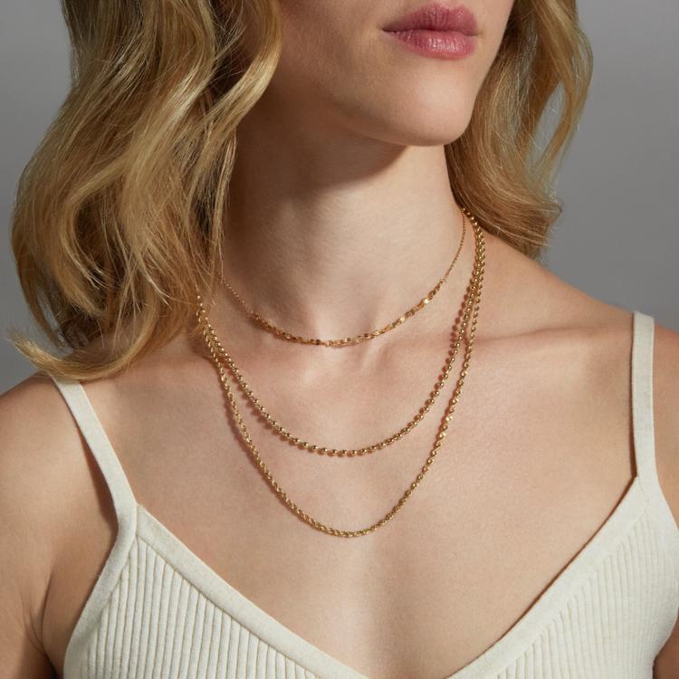 14k Solid Gold 21” Ball Chain Necklace – by charlotte