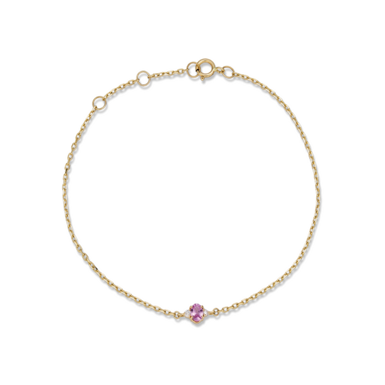 Stone and Strand 10K Yellow Gold Sapphire Luxe Dainty Pink with Pink Sapphire Bracelet Front Image