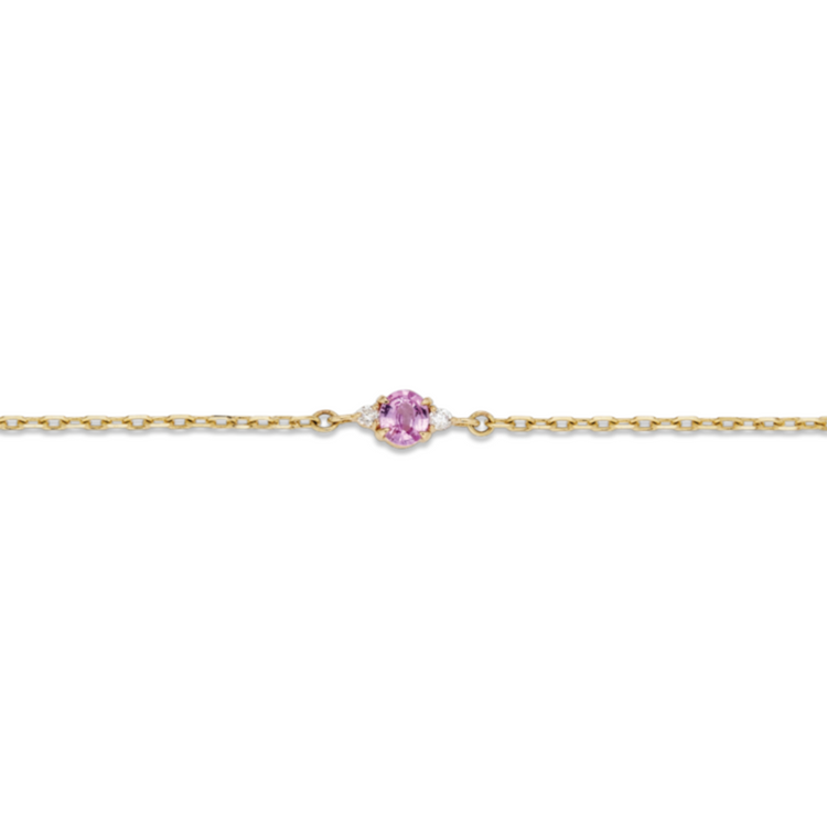 Stone and Strand 10K Yellow Gold Sapphire Luxe Dainty Pink with Pink Sapphire Bracelet Close Up Image
