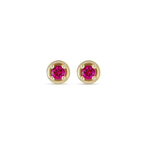 Stone and Strand 10K Yellow Gold Small Birthstone Bonbon Studs with Pink Topaz Front Image