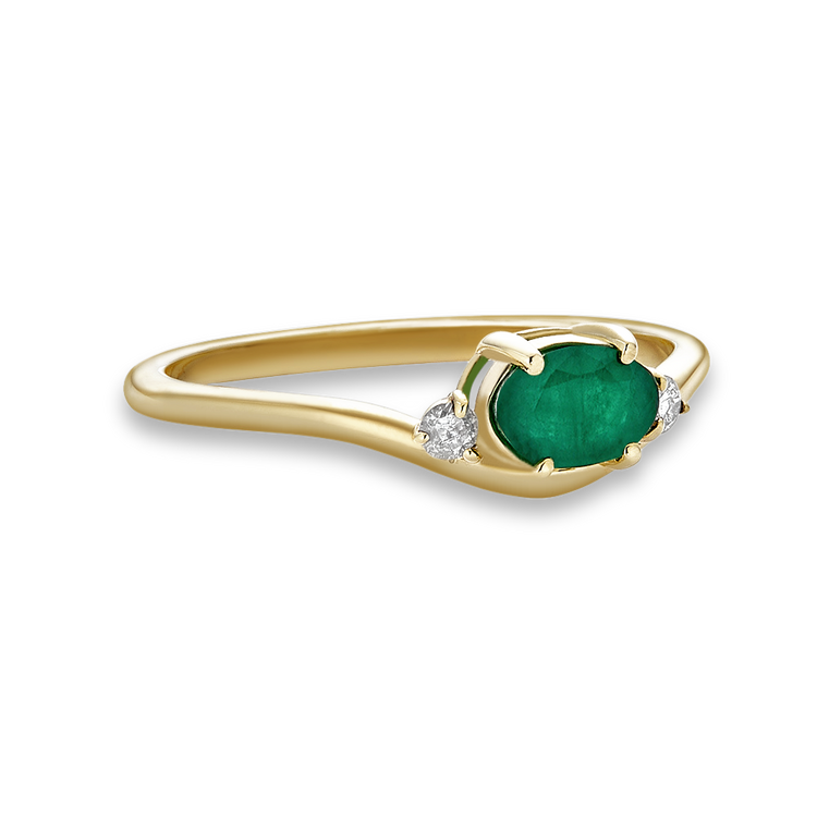 Emerald Diamond Merge Ring
