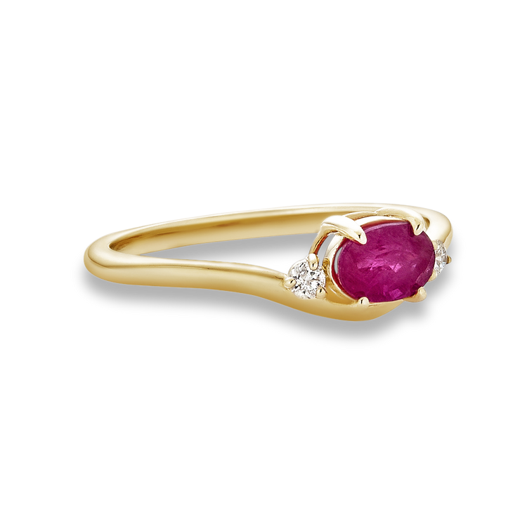 Stone and Strand 10K Yellow Gold Ruby Diamond Merge Ring Side Image