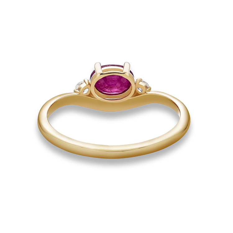 Stone and Strand 10K Yellow Gold Ruby Diamond Merge Ring Rear Image