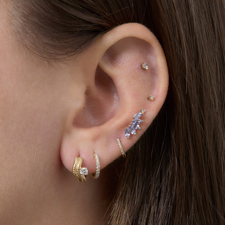 Image of 14K Yellow Gold Tanzanite Tiara Flat Back with Stone and Strand Earrings