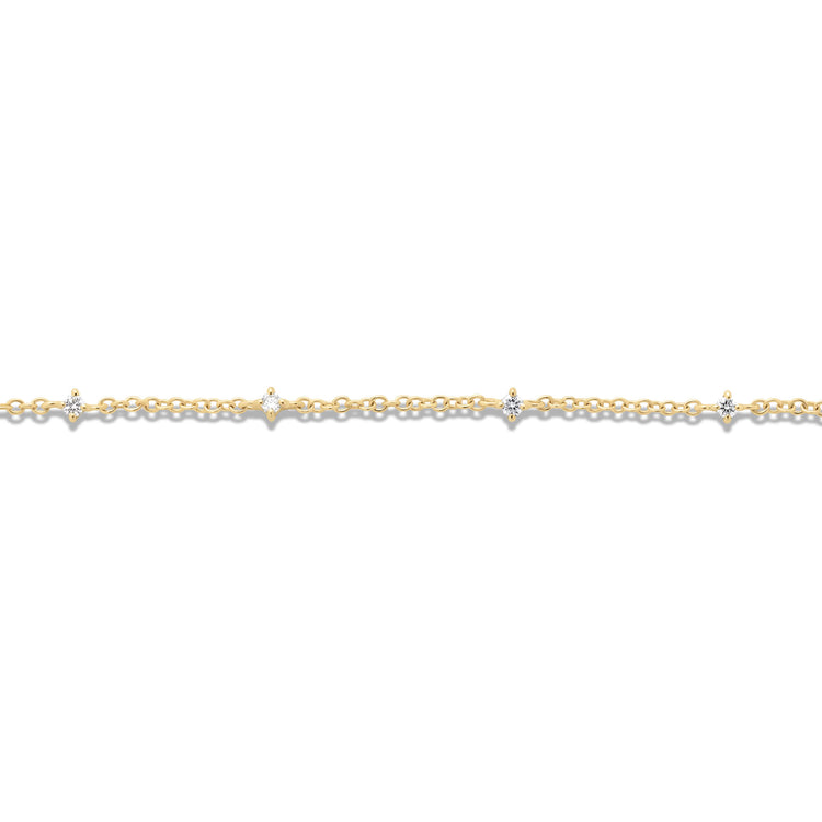 Stone and Strand 10K Yellow Gold Teeny Diamond Drizzle Bracelet Close Up Image