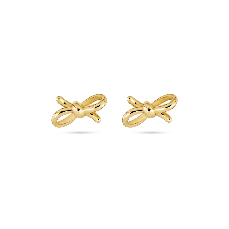 Stone and Strand 10K Yellow Gold Teeny Gold Bow Studs Front Image