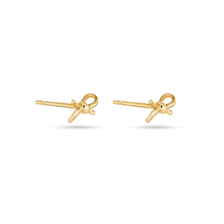Stone and Strand 10K Yellow Gold Teeny Gold Bow Studs Side Image