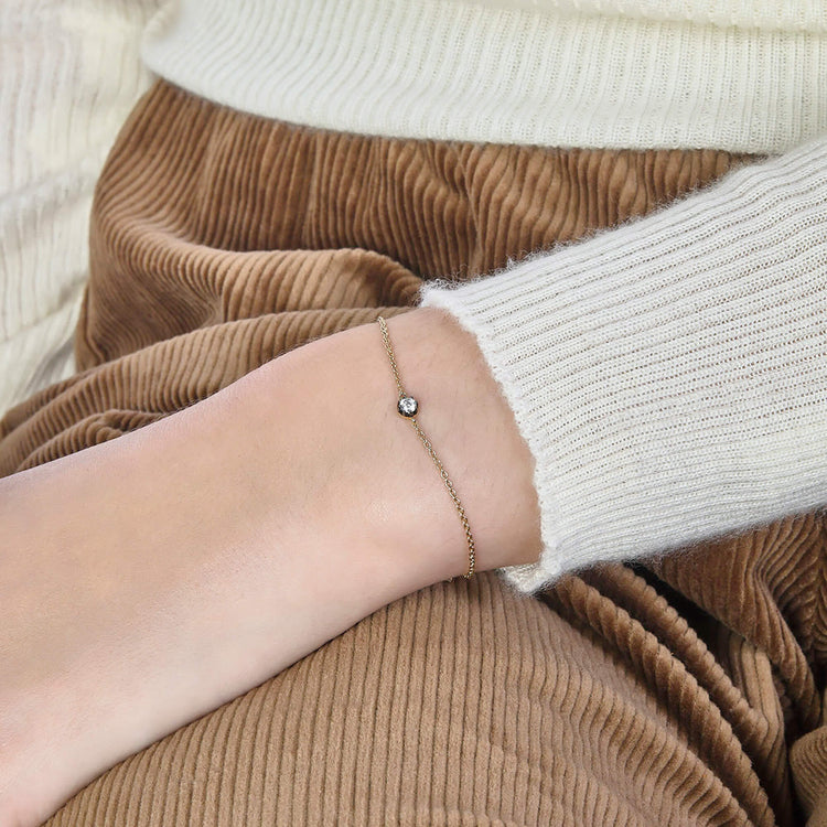 Image of 10K Yellow Gold The Alibi Diamond Bracelet on Models Arm