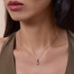 Image of Sterling Silver The Box LAB-Created Cushion Diamond Charm on Models Neck