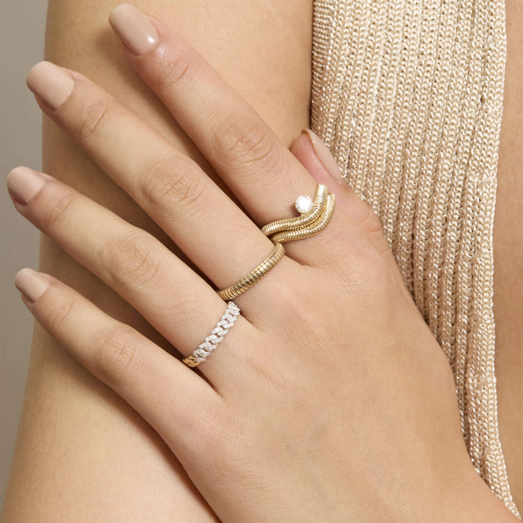 Image of 14K Yellow Gold The Cher Gold Ring with Stone and Strand Rings