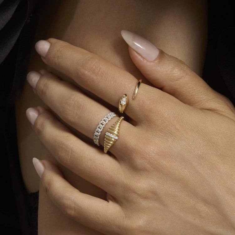 Image of 14K Yellow Gold The Diana Diamond Ring with Stone and Strand Rings