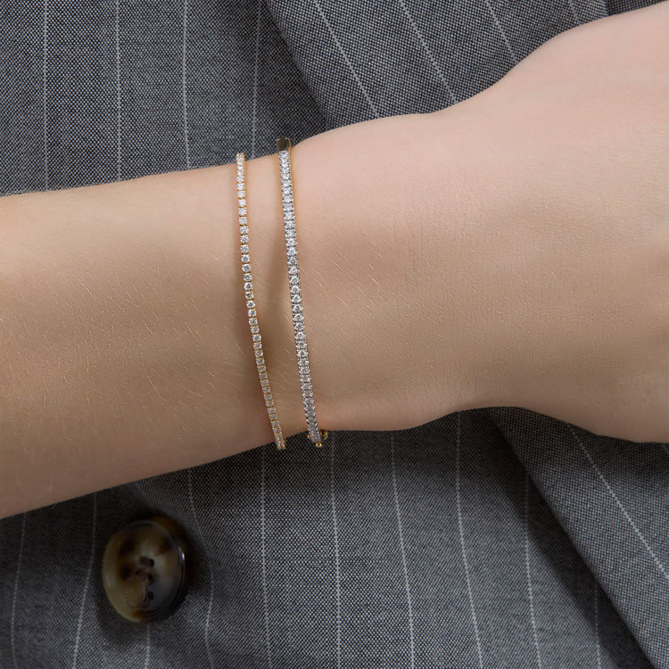 Image of 14K Yellow Gold The Essential Dainty Tennis Bracelet with Stone and Strand Bracelets