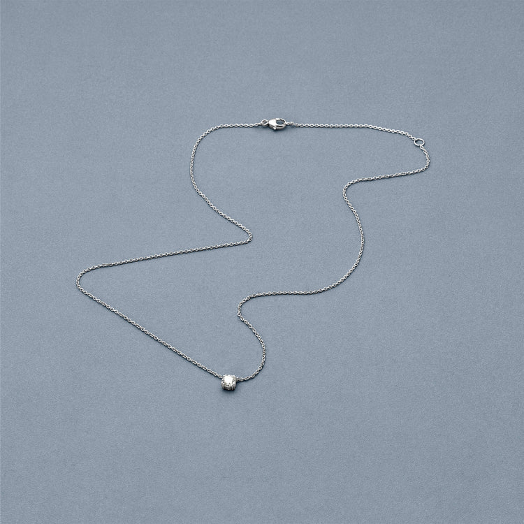 Stone and Strand 14K White Gold The Essential Diamond Solitaire Necklace Editorial Image
