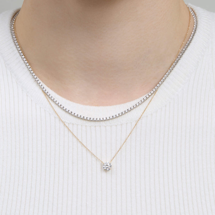 Image of 14K Yellow Gold The Essential Diamond Solitaire Necklace with Stone and Strand Necklaces