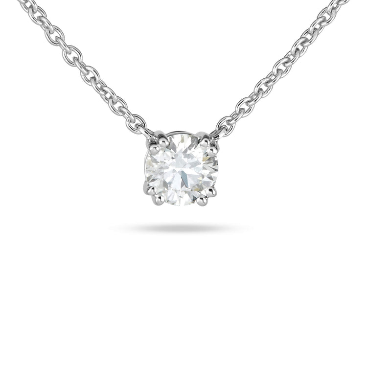 Stone and Strand 14K White Gold The Essential Diamond Solitaire Necklace Close Up Image