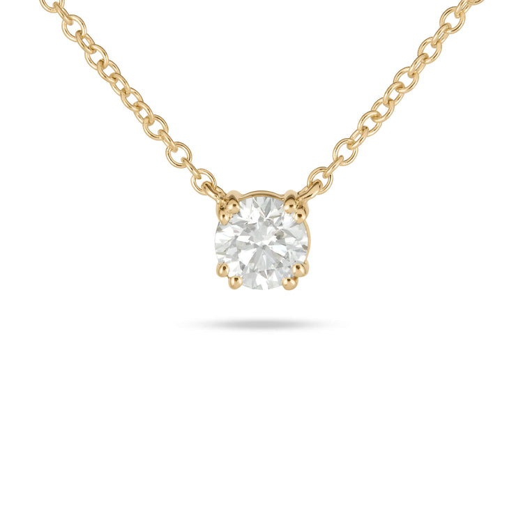 Stone and Strand 14K Yellow Gold The Essential Diamond Solitaire Necklace Close Up Image