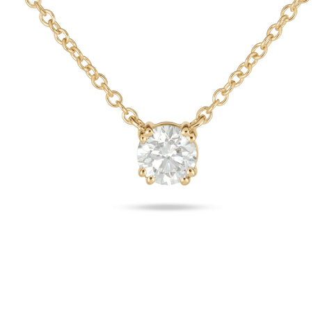 Stone and Strand 14K Yellow Gold The Essential Diamond Solitaire Necklace Close Up Image