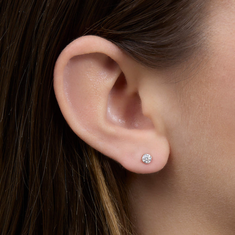 Image of 14K White Gold The Essentials Diamond Studs 0.40CTW on Models Ear