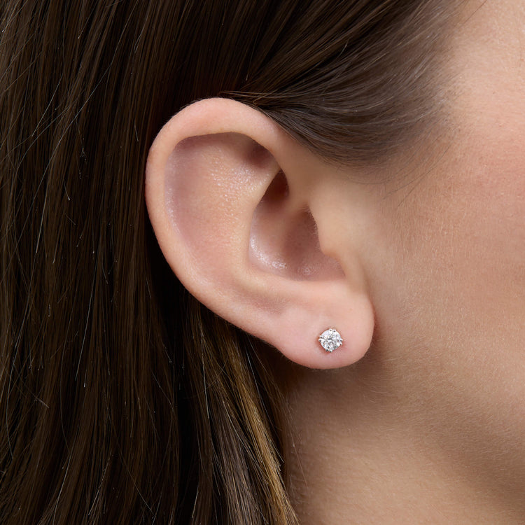Image of 14K White Gold The Essential Diamond Studs 0.60CTW on Models Ear