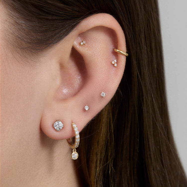 Image of 14K White Gold The Essential Diamond Studs 0.60CTW with Stone and Strand Earrings