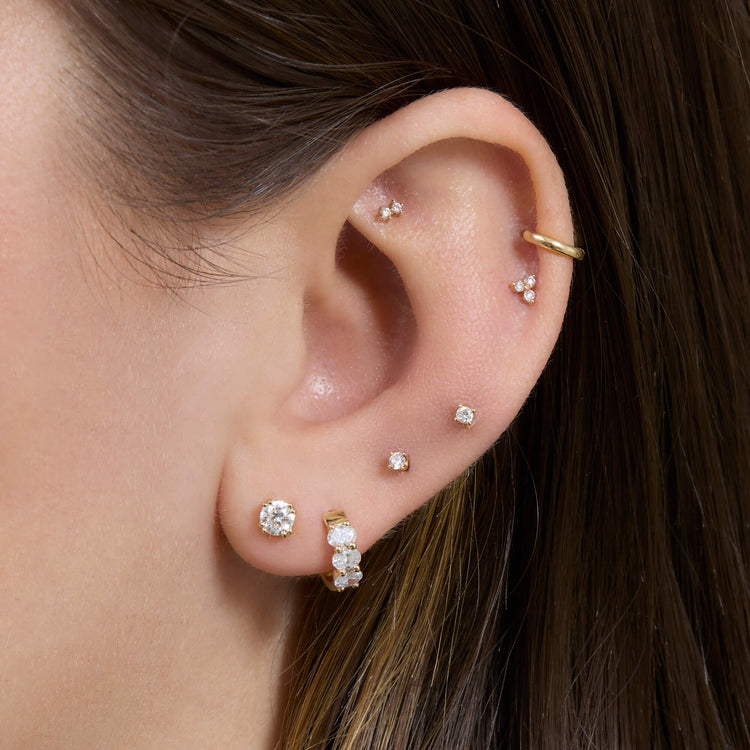 Image of 14K Yellow Gold The Essential Diamond Studs 0.60CTW with Stone and Strand Earrings