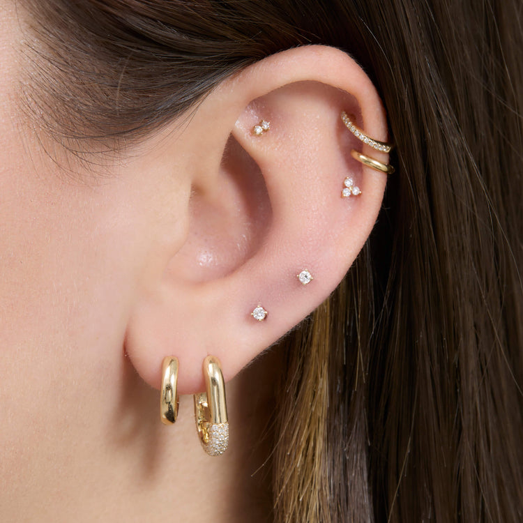 Image of 14K Yellow Gold The Essential Gold Hoop with Stone and Strand Earrings