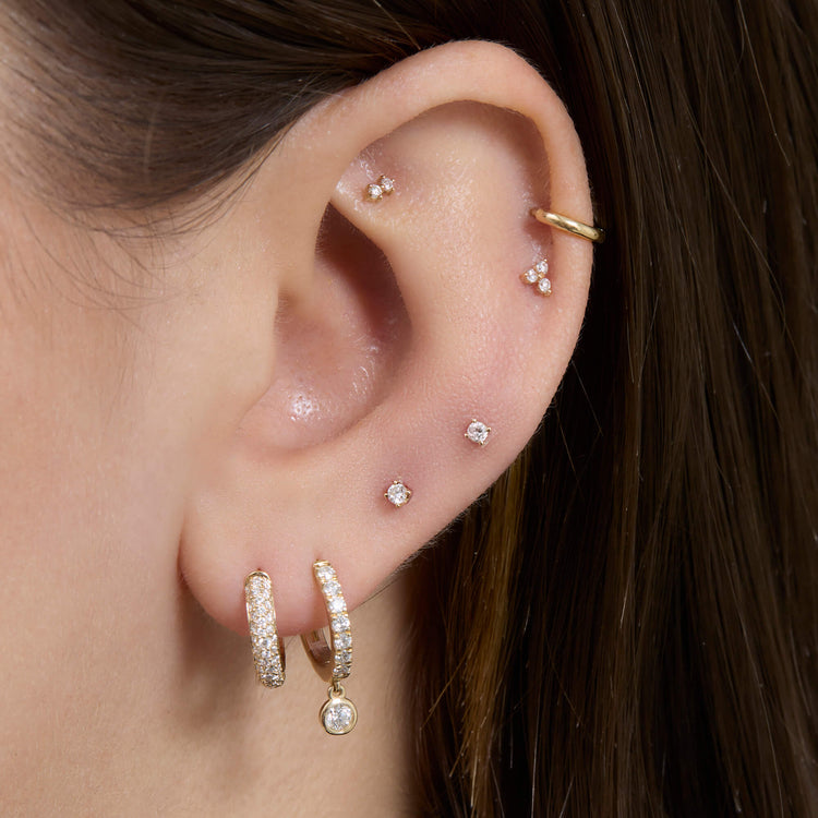 Image of 14K Yellow Gold The Essential Pave Hoop with Stone and Strand Earrings