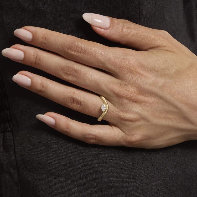 Image of 14K Yellow Gold The Janet Diamond Ring on Models Hand