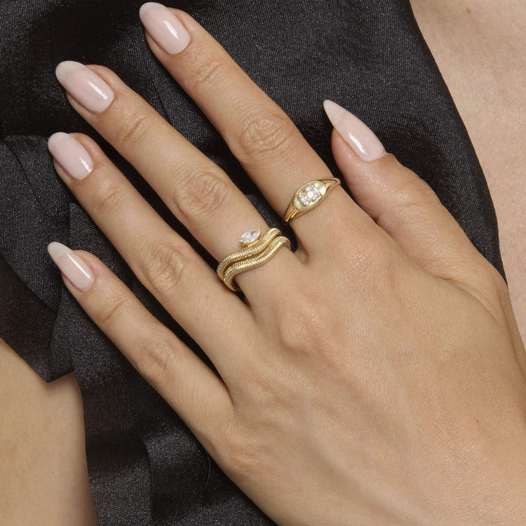 Image of 14K Yellow Gold The Janet Ring with Stone and Strand Rings