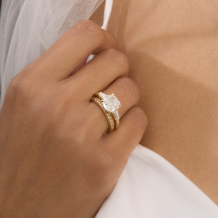 Image of 14K Yellow Gold The Lab-Created Clio Ring with Stone and Strand Rings