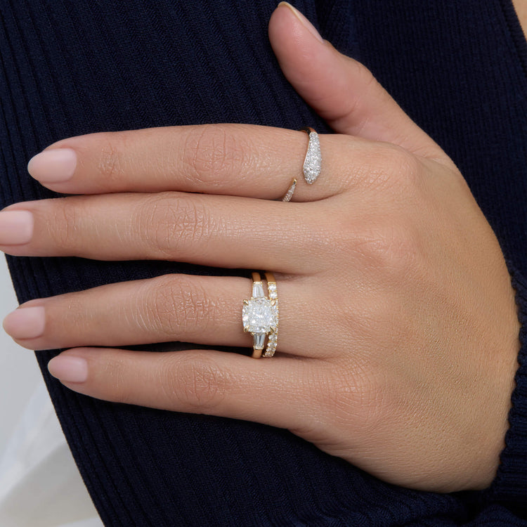 Image of 14K Yellow Gold The Lab-Created Clio Ring with Stone and Strand Rings