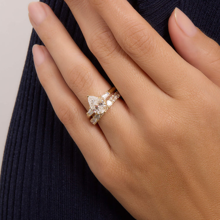 Image of 14K Yellow Gold The Lab-Created Daphne Ring with Stone and Strand Rings