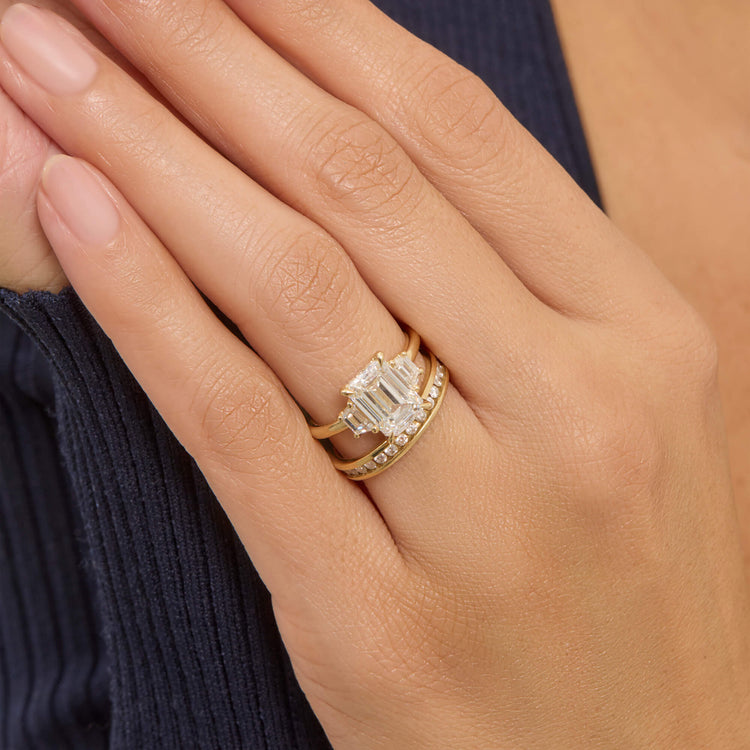 Image of 14K Yellow Gold The Lab-Created Hera Ring with Stone and Strand Rings