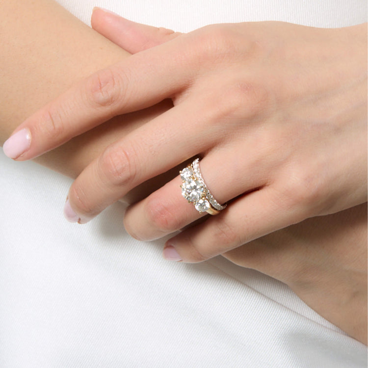 Image of 14K Yellow Gold The Lab-Created Selene Ring with Stone and Strand Rings