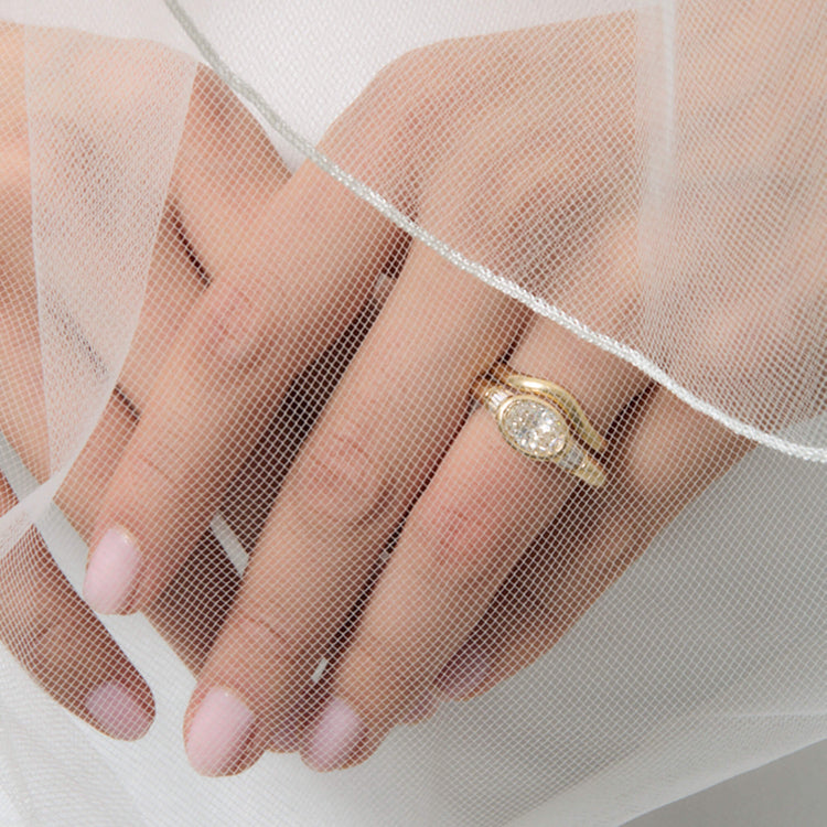 Image of 14K Yellow Gold Bold Merge Ring with Stone and Strand Rings