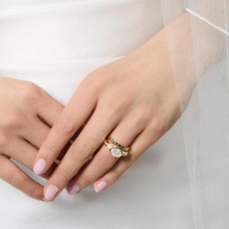 Image of 14K Yellow Gold The Lab-Created Thalia Ring with Stone and Strand Rings