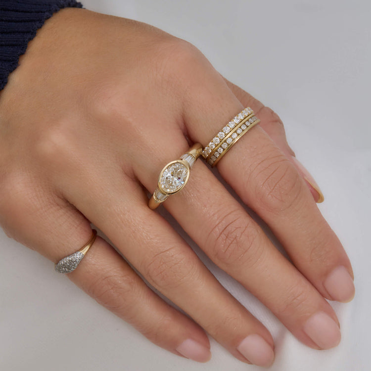 Image of 14K Yellow Gold The Lab-Created Thalia Ring with Stone and Strand Rings
