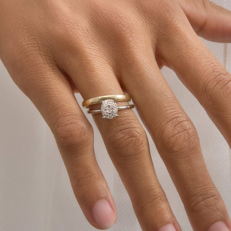 Image of 14K White Gold The Sophia Ring with Stone and Strand Rings