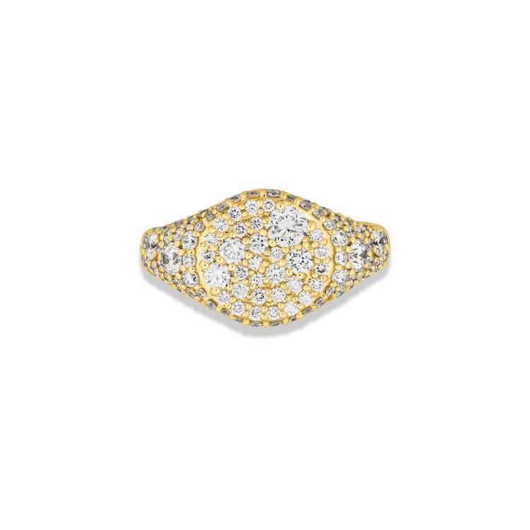 Stone and Strand 14K Yellow Gold The Standard Diamond Signet Ring Front Image