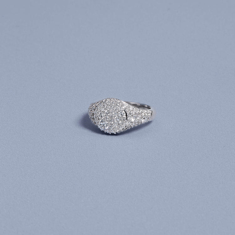 Stone and Strand Sterling Silver The Standard LAB-Created DIamond Signet Editorial Image