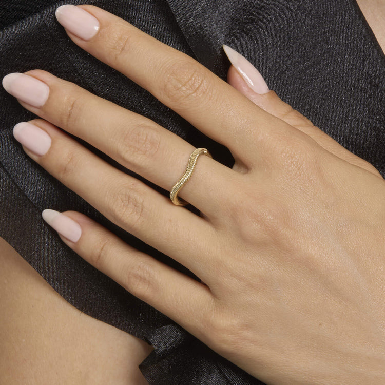 Image of 14K Yellow Gold The Tina Ring on Models Hand